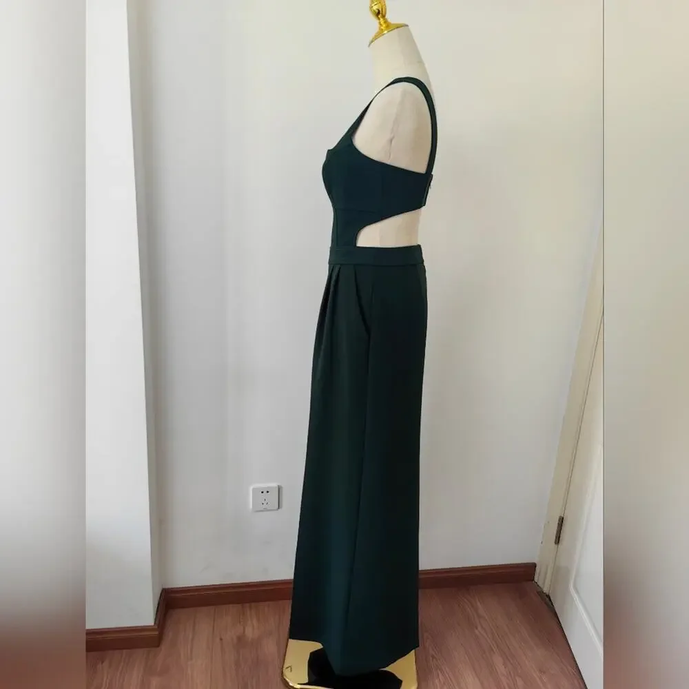 NWOT Reiss Dark Green Dion cutout wide leg Jumpsuit US 6 - Picture 10 of 16